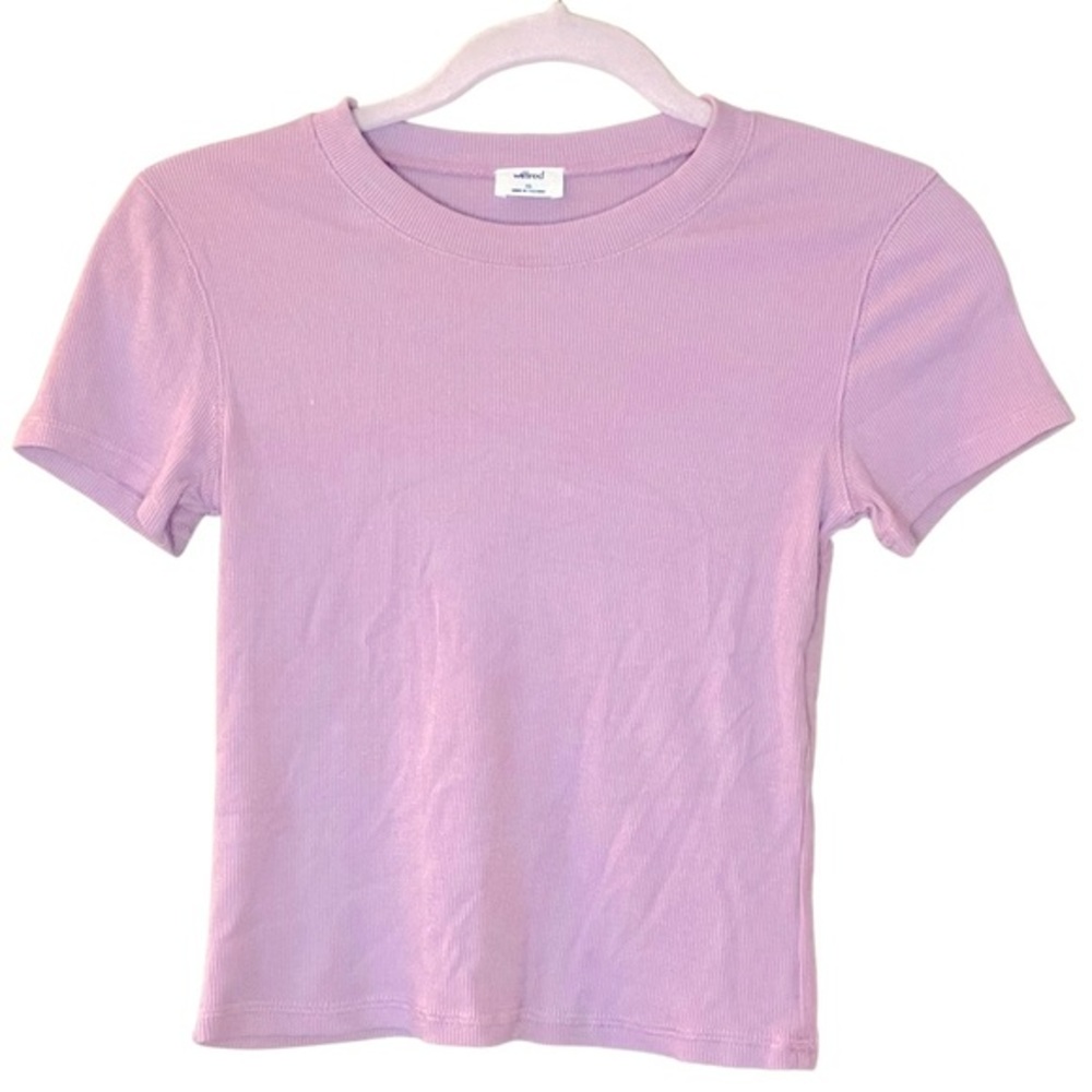 NWOT Wilfred Mauve Ribbed Shrunken Baby Tee